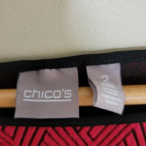 Chico's | Red & Black Geometric Diamond Print Sweater - Picture 4 of 5